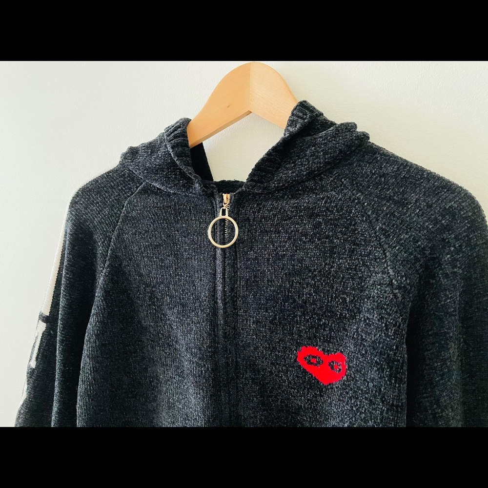 Heathered black hoodie jacket with zip -Small